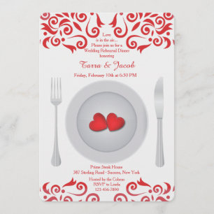 Hearts on a Plate Rehearsal Dinner Party Invites