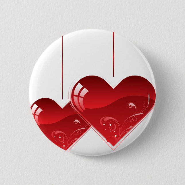 Hearts on a String 6 Cm Round Badge (Front)