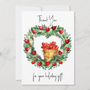 Hearts on a Wreath in Red and Gold Holiday Card
