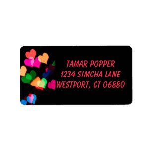Hearts on Black Address Labels