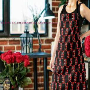 Hearts On Chequerboard Apron