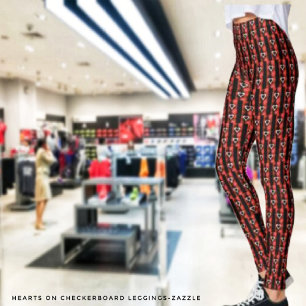 Hearts On Chequerboard Leggings