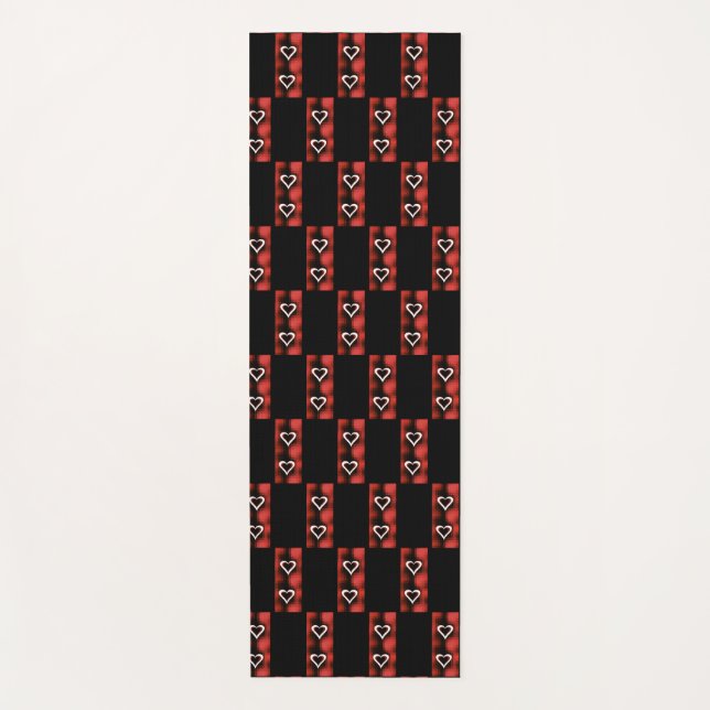 Hearts On Chequerboard Yoga Mat (Front)