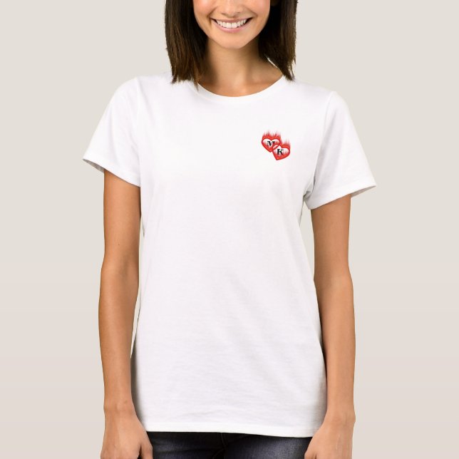 Hearts on Fire Double Monogram Valentine T-Shirt (Front)