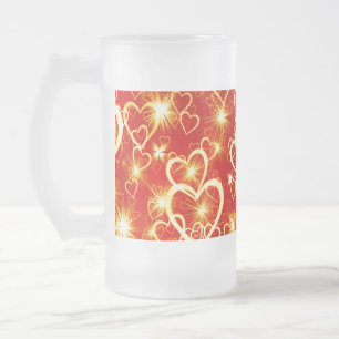 Hearts On Fire Frosted Glass Beer Mug