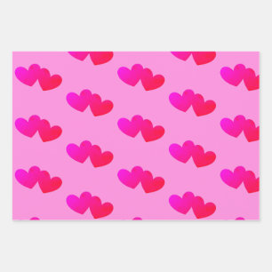Hearts on heart pattern wrapping paper sheet