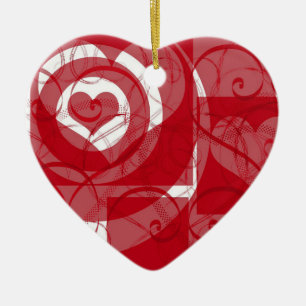 Hearts on Hearts Valentine Ceramic Tree Decoration