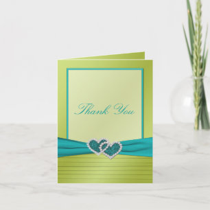 Hearts on Lime Pleats Thank You Note Card