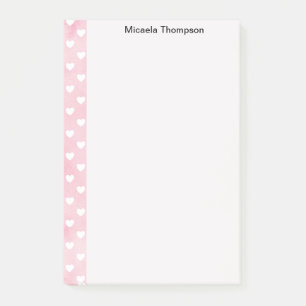 Hearts on Pink Design Change Name Post-it Notes