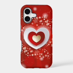 Hearts on red background