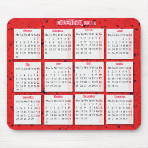 Hearts on red mousepad/ calendar mouse mat