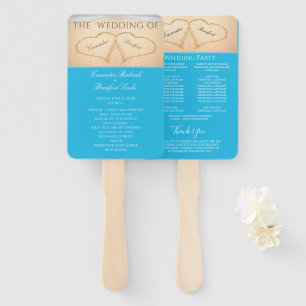 Hearts on the Beach Wedding ceremony program Hand Fan