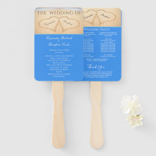 Hearts on the Beach Wedding ceremony program Hand Fan