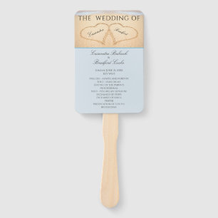 Hearts on the Beach Wedding ceremony program Hand  Fan