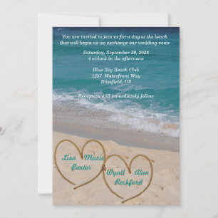 Hearts on the Beach Wedding Invitation