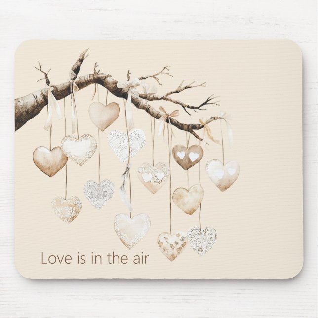 Hearts on Tree Branch Love Mouse Mat (Front)