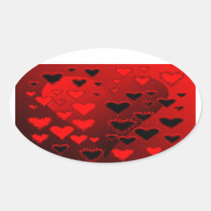 Hearts Oval Sticker