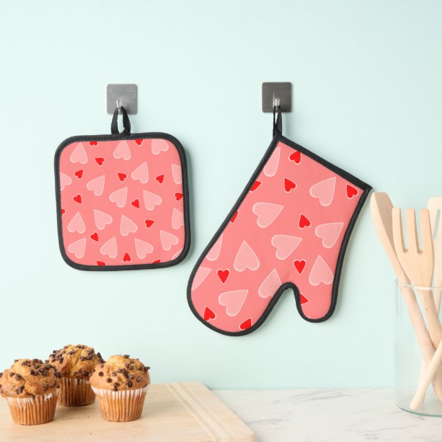 Hearts Oven Mitt & Pot Holder Set (Insitu(Hanging))