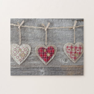 Hearts over a Wooden Table Jigsaw Puzzle