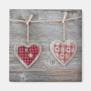 Hearts over a Wooden Table Magnet