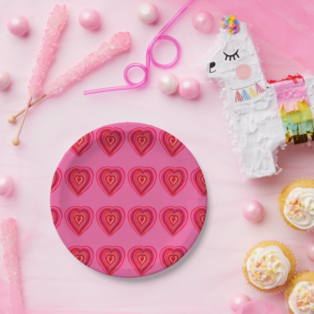 Hearts Paper Coaster Paper Plates (Party)