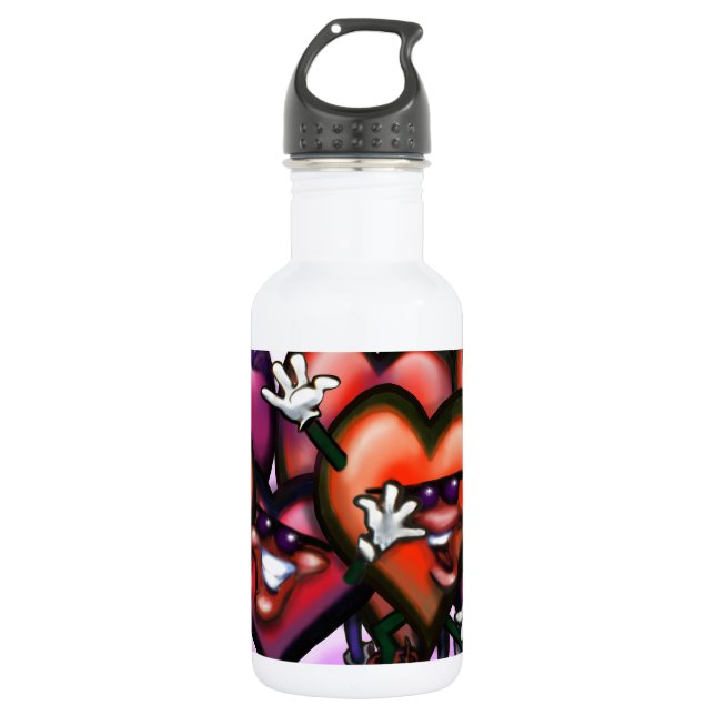 Hearts Party 532 Ml Water Bottle (Front)