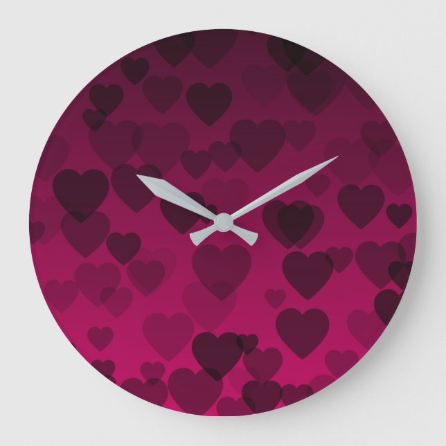 Hearts Pattern 18 Large Clock (Front)