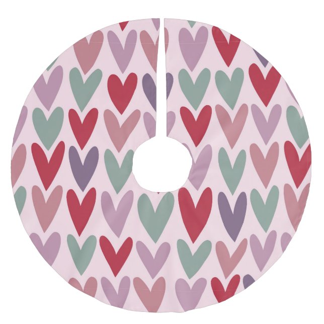 Hearts Pattern 1 Brushed Polyester Tree Skirt (Front)