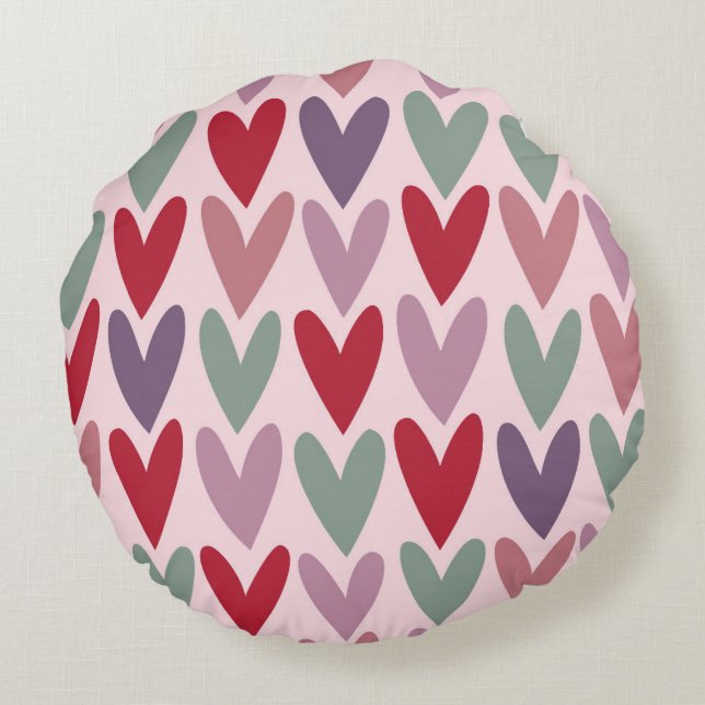 Hearts Pattern 1 Round Cushion (Back)