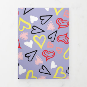 Hearts Pattern 31 Tri-Fold Holiday Card