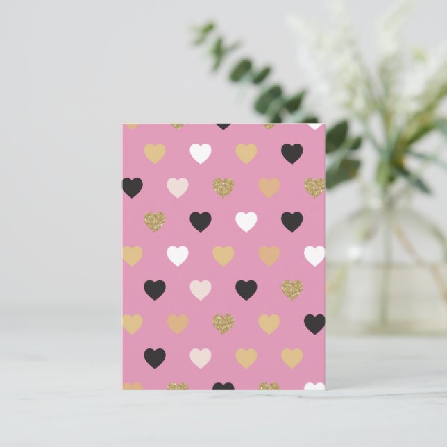 Hearts Pattern 32 Holiday Postcard (Standing Front)