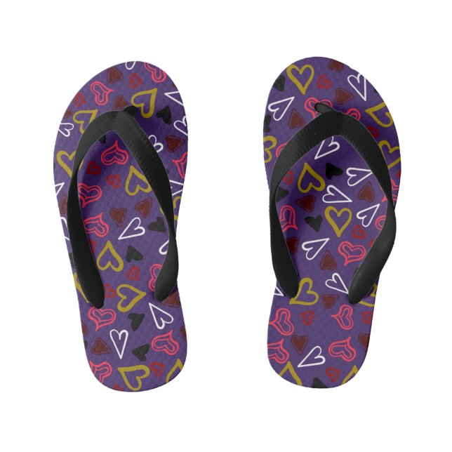 Hearts Pattern 32 Kid's Flip Flops (Footbed)