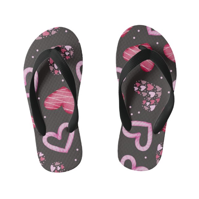 Hearts Pattern 34 Kid's Flip Flops (Footbed)