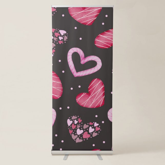 Hearts Pattern 34 Retractable Banner (Front)