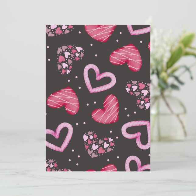 Hearts Pattern 34 Thank You Card (Standing Front)