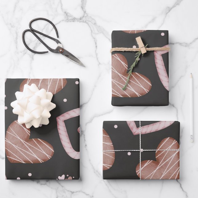 Hearts Pattern 35 Wrapping Paper Sheet (Front)