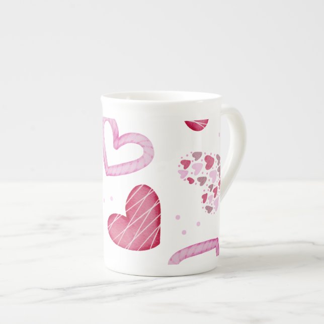 Hearts Pattern 36 Bone China Mug (Front Right)