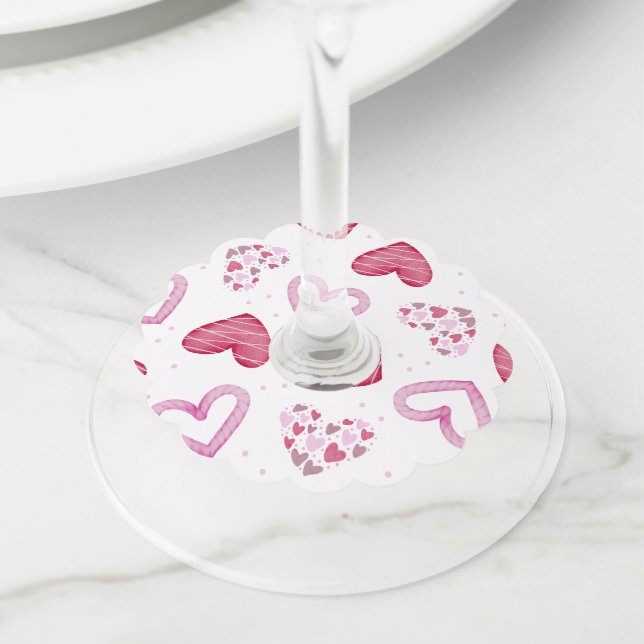 Hearts Pattern 36 Wine Glass Tag (Close Up)