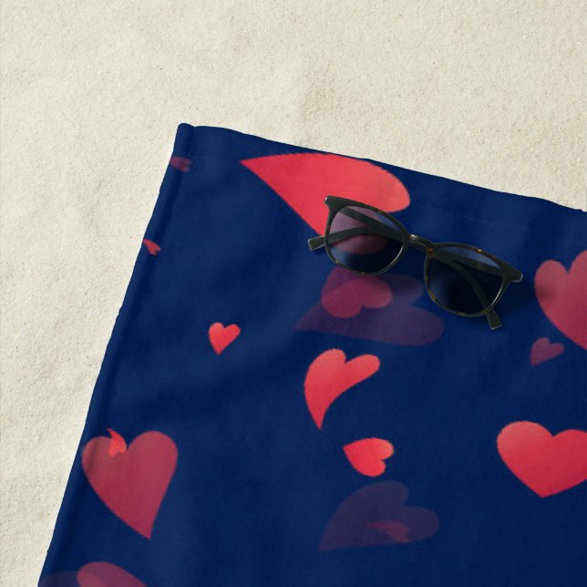 Hearts Pattern 40 Beach Towel (In Situ)