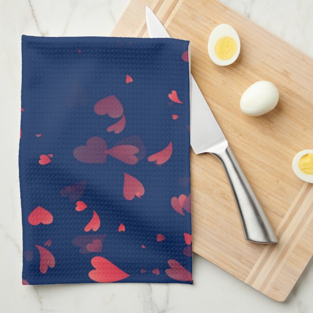 Hearts Pattern 40 Tea Towel (Quarter Fold)