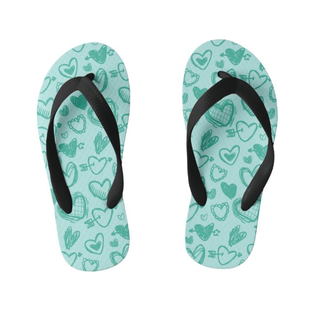 Hearts Pattern 60 Kid's Flip Flops (Footbed)