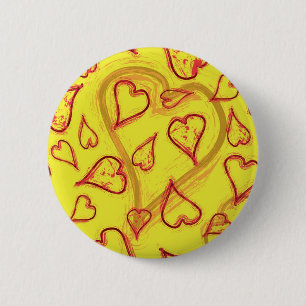 Hearts pattern 6 cm round badge