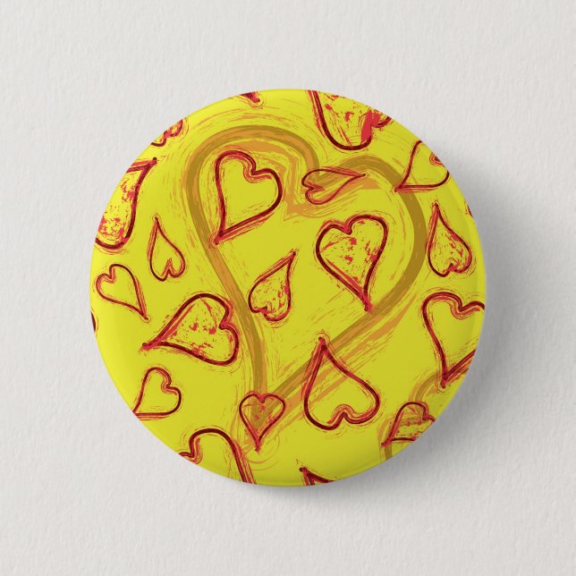 Hearts pattern 6 cm round badge (Front)