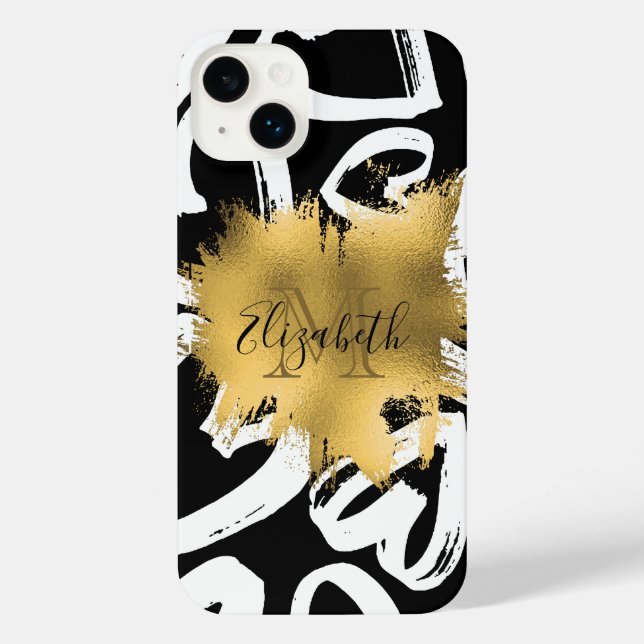 Hearts Pattern and Golden Foil iPhone Case (Back)