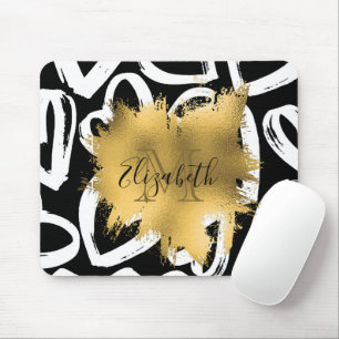 Hearts Pattern and Golden Foil Mouse Mat