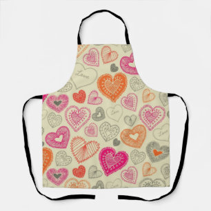 Hearts pattern apron