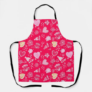 Hearts pattern apron
