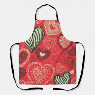 Hearts pattern apron