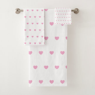 Hearts Pattern Bath Towel Set