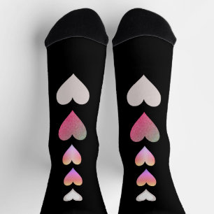 Hearts Pattern Black Pink Grey Cute Pretty Socks